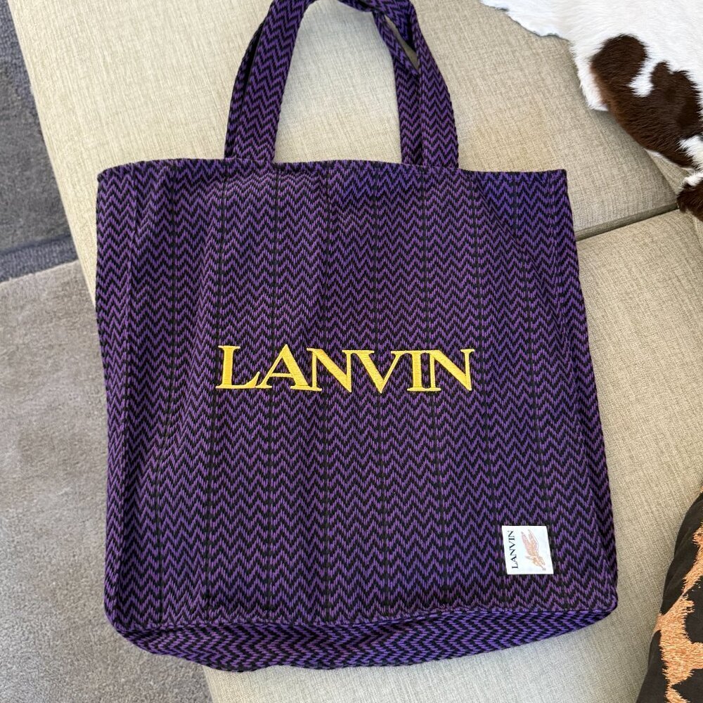 Lanvin Fabric Tote Bag, X Future Curb Cotton, Purple Black, Medium - Picture 11 of 16